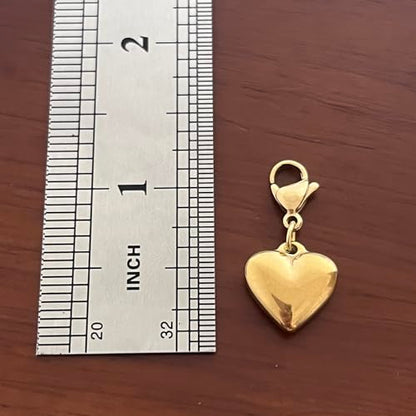 AMOBESTER Elegant Gold Love Heart Shape Clip on Charms for Bracelet and Necklace DIY Jewery Making Zipper Pull Charms