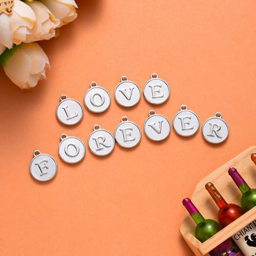 208Pcs/8 Sets Silver Letter Charms A-Z Alphabet Metal Initial Charms kit for Jewelry Making DIY Bracelets Necklaces and keychain making - color: Gold-Silver