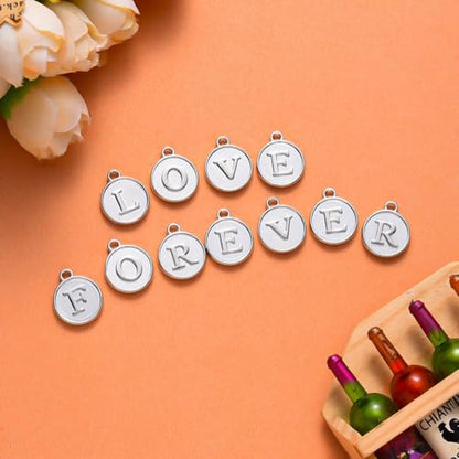 208Pcs/8 Sets Silver Letter Charms A-Z Alphabet Metal Initial Charms kit for Jewelry Making DIY Bracelets Necklaces and keychain making - color: Gold-Silver