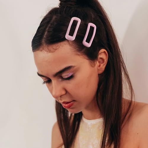 20 PCS Small Rectangle Hair Barrettes For Women Non Slips Snap Clips For Thin Fine Hair,Bright Pink,1.97 x 0.55Inch - color: Bright Pink