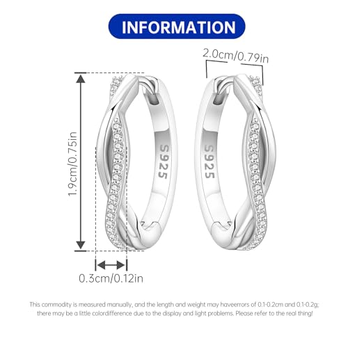 Floral Hoop Earrings 925 Sterling Silver with 14K Gold Plating – Lightweight CZ Flower Hoops | Hypoallergenic Jewelry for Women | Gift Box + Polishing Cloth - color: 19mm Woven Twisted Earrings