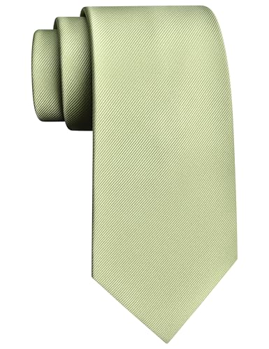 GUSLESON 3.15"（8cm） Solid Color Necktie and Pocket Square Cufflinks Sets For Men + Gift Box - color: Dark Sage Green