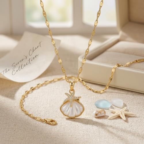 Jean Beau Dainty Pendant Necklaces for Women, Cute Chain Necklace Jewelry Gift - color: Gold White