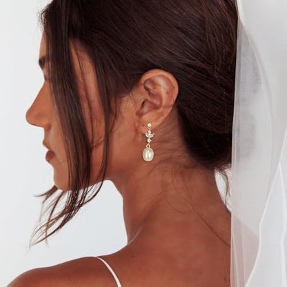 Gold Earrings for Women Trendy, Dainty Dangle Earrings 14K Gold Plated Drop Earrings Cute Wedding Earrings Fashion Prom Bridal Jewelry Gifts - color: Gold-A8