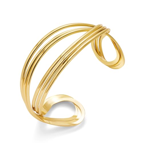 Gold Cuff Bracelet for Women Chunky Multi-layer Cross Wire Open Bracelet Hollow Wide Cuff Bracelets Adjustable Gold Open Cuff Bangle Bracelet - color: Dainty Multi-layer Wire Cuff Bracelet