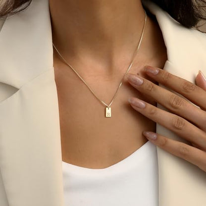 Initial Necklaces for Women 14K Gold Plated Letter Necklace Dainty Waterproof Pendant Necklace Personalized Gifts Trendy Gold Jewelry - color: B