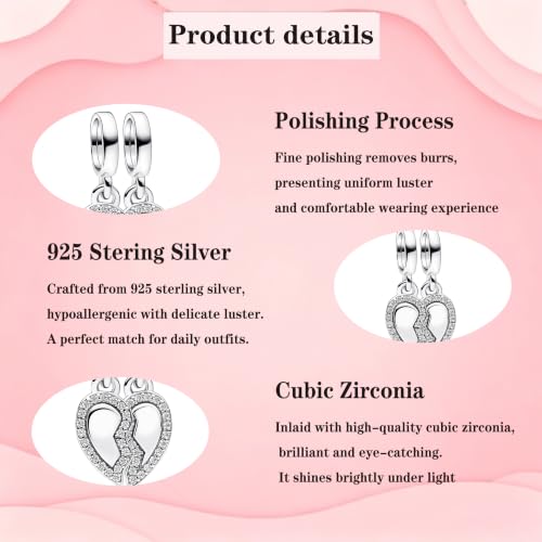 925 Sterling Silver Charms Pendants Mom Heart Dog koi fish Sea Turtle Football Charms for bracelet Pendants Beads Mom Sister Wife Family, Friends, Birthday gifts - style: 2-in-1 Heart Pendant