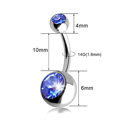 Outee 30 Pcs 14G Belly Button Rings for Women Belly Bars Stainless Steel Navel Piercing Jewelry
