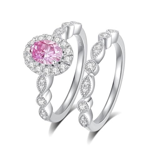 Moissanite Wedding Ring Set for Women D Color VVS1 Moissanite Engagement Rings 925 Sterling Silver Palladium and Rhodium Plated Promise Ring with Certificate - color: 1.55CTTW(1CT Center)