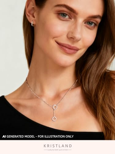 S925 Silver Women's Bar Necklace/Double Circle Layered Y Necklace Chain Adjustable Long/Tiny Pendant Chain Choker for Lady Gift - style: Y Circle