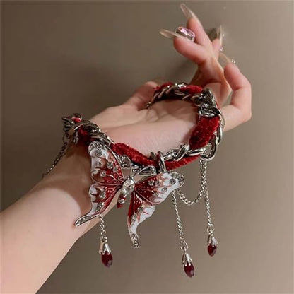 Gothic Black Choker Necklace, Elegant Lace Collar Design, Adjustable Velvet Ribbon, Dark Jewelry for Women, Unique Goth Gifts - style: Red Butterfly