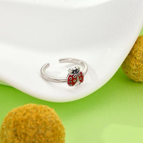 Celtic Knot/Mushroom/Ladybug Toe Rings Sterling Silver Irish Celtic Adjustable Toe Band Ring Pinky Rings Foot Jewelry for Women - style: Ladybug-2