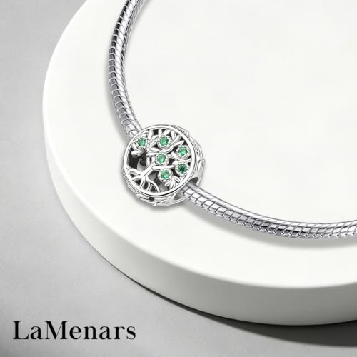 LaMenars 925 Sterling Silver Charms for Pandora Bracelets & Necklaces | Bead Charms Birthday Holiday Jewelry Gifts For Women - color: Family Tree Circle Charm