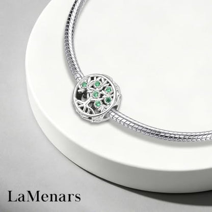 LaMenars 925 Sterling Silver Charms for Pandora Bracelets & Necklaces | Bead Charms Birthday Holiday Jewelry Gifts For Women - color: Family Tree Circle Charm