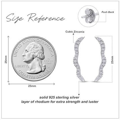 Round Cut White Cubic Zirconia Wave Shaped Ear Climbers Stud Earrings in 14K Gold Plated Sterling Silver With Push Back for her - color: white-gold-plated-silver