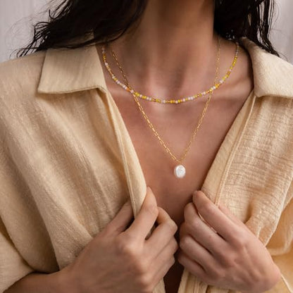 JSJOY Tiny Crystal Beaded Choker Necklaces for Women Colorful Beaded Necklace Dainty Choker Necklaces Simple Boho Jewelry Gifts for Teens Handmade Shining Bead Necklaces Gifts - color: Green
