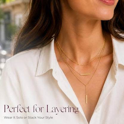 LA Signora Women's Necklaces, Choker Necklace,Women's Jewelry,18K Gold Necklace For Women,Sweatproof Non Tarnish Chain Necklaces,Trendy Gold necklace, Delicate Gold Necklace, Dainty Gold Chain - style: Three Layer Pendant Necklace