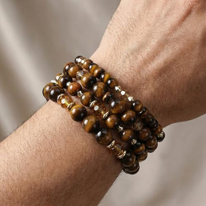 Boho Wooden Beads Bracelets Bohemian Bracelet Stack for Men Women Wood Beaded Bracelet Set - color: J