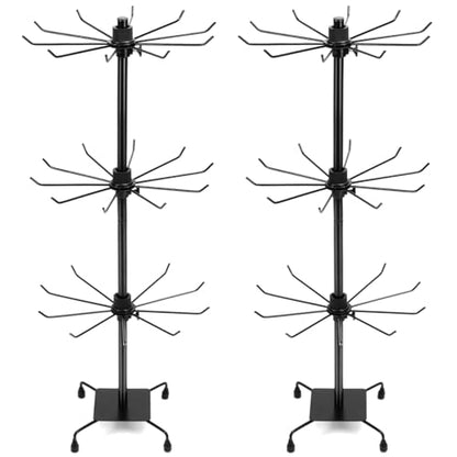 QWORK 3-Tier Rotating Metal Jewelry Display Stand – 2 Sets Adjustable Tabletop Holder for Necklace, Earring & Key Ring - size: 2 Pack