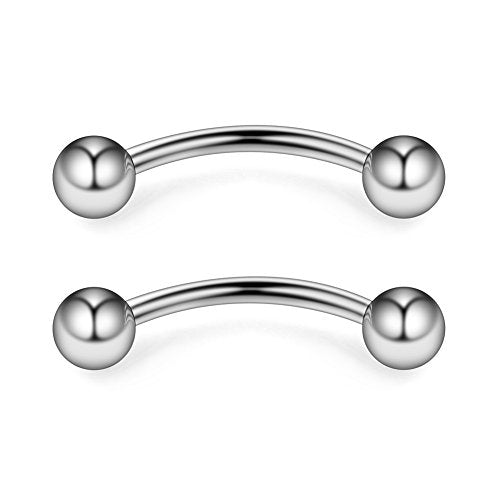 12PCS 12G Surgical Steel PA Eyebrow Ear Navel Belly Lip Ring Body Piercing Jewelry - style: 16mm w Balls