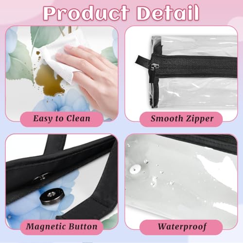 Blue Hydrangeas Hanging Roll Up Cosmetic Bag with 4 Removable Storage Bags Waterproof Foldable Toiletry Kit for Women - color: Multicolor 2