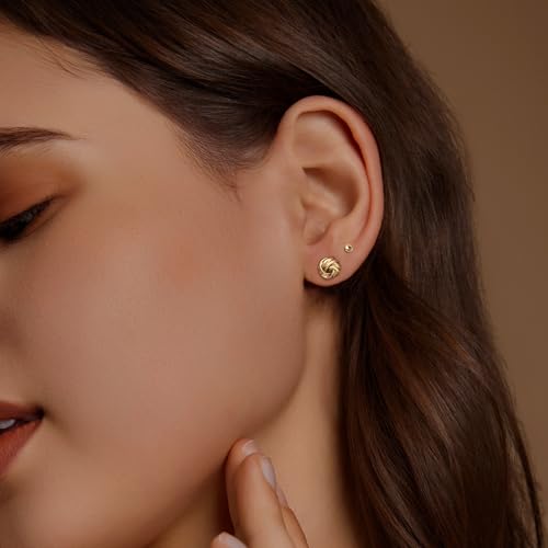 IMBOS Pearl Earrings 14k Gold Plated Daisy Flower Stud Earrings for Women Ball Stud Flat Back Earring Hypoallergenic Statement Earring Trendy Jewelry Gift for Women - color: Gold-Knot Ball