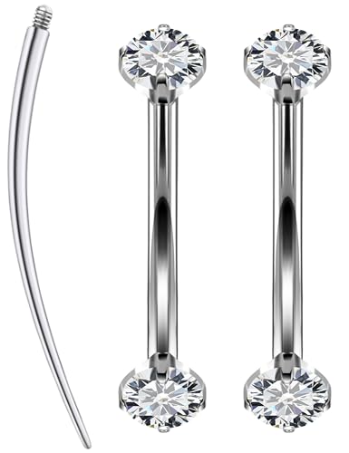 Eyebrow Piercing Jewelry F136 Titanium Internally & externally Threaded Curved Barbell Vertical Labret Lip Jewelry Ear Rook Navel Belly Button Ring Women Men 20g 18g 16g 6mm/8mm/10mm/12mm - color: 10mm F136 titanium Eyebrow Rings 16G White