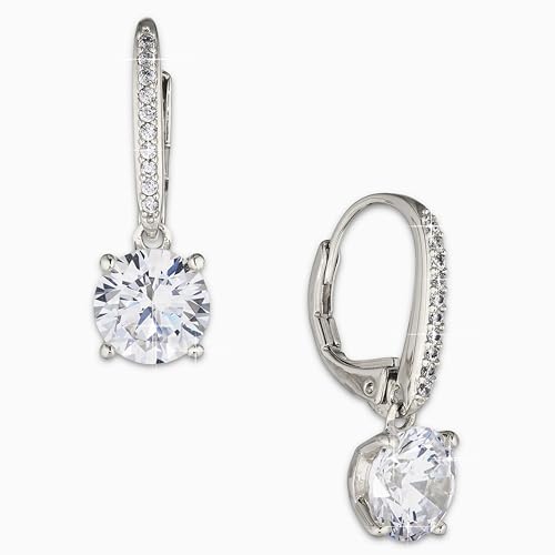 NADRI Cushion Cut CZ Leverback Earrings - color: Round - Rhodium