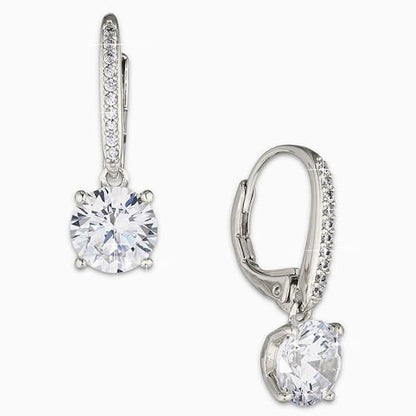 NADRI Cushion Cut CZ Leverback Earrings - color: Round - Rhodium