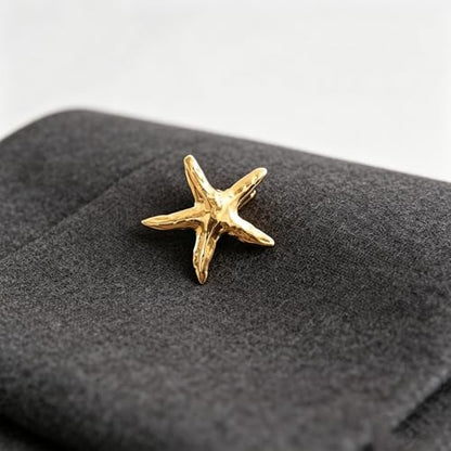 Textured Starfish Brooch Pin Minimalist Metal Lapel Pin Decorative Accessory for Jackets, Scarves & Dresses (Gold)