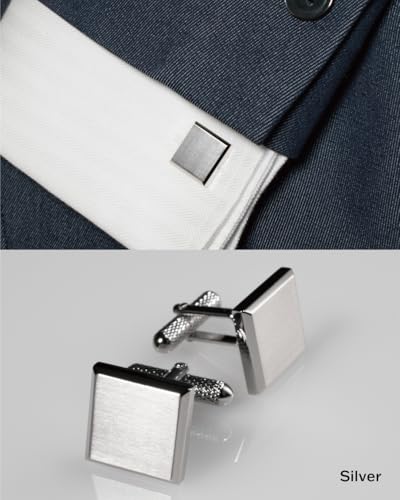 [TAVARAT] Cufflinks for Men cuff links mens Black Silver Light Gold Tps-166 - style: silver (Tps-166)