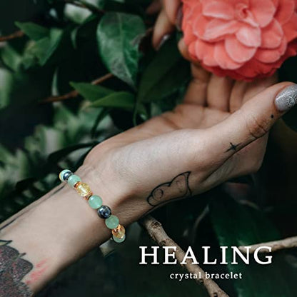 Healing Bracelet For Women Anxiety Beaded Bracelets Jewelry Healing Stone Crystal Bracelet Stress Relief Yoga Beads Chakra Bracelets Gifts For Women pink - color: citrine
