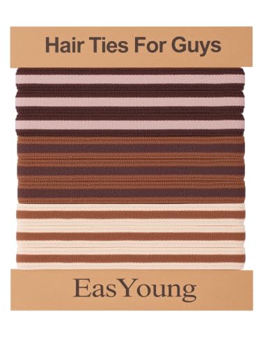 EasYoung Braided Mens Hair Ties For Men, For Buns Curly Thick Dense Hair Elastic Hair Ties For Guys, No damage No Crease Breakage, 9 Count (Pack of 1) - color: 03. Color C