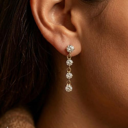 Mchic Dangle Earrings for Women: 18K Gold Plated CZ Drop Earrings Dainty Trendy Hypoallergenic Teardrop Bridal Wedding Style, Sparkly Elegant Dangling Jewelry Gift for Women Bridesmaid Prom Formal - color: Style 1-Gold