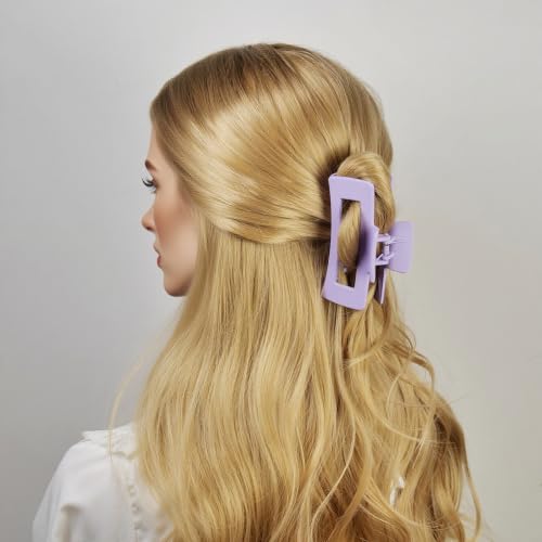 8pcs Purple Hair Clips Scrunchies Set - Medium Hair Claw Clips for Women, Satin Hair Scrunchies for Thick Thin Hair Accessoties, Non-Slip Matte Hair Claws, Party, Birthday Gifts, Lilac - color: Light Lilac Purple