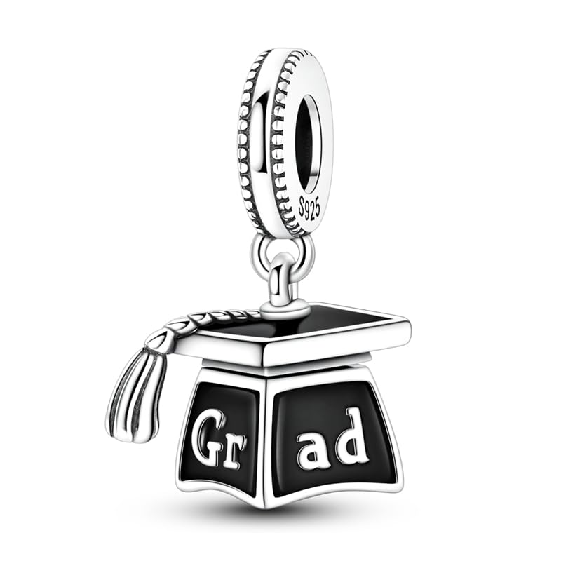 925 Sterling Silver Charms for Bracelets and Necklaces Beads Jewelry Charms for Women - color: Openable Graduation Cap Charm