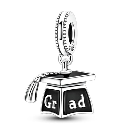 925 Sterling Silver Charms for Bracelets and Necklaces Beads Jewelry Charms for Women - color: Openable Graduation Cap Charm