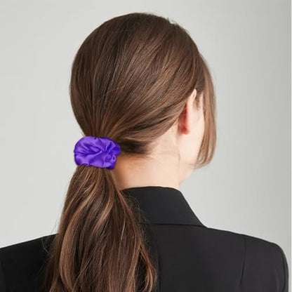 16 Pcs Satin Purple Scrunchies Bridesmaid Proposal Gifts Hair Ties Scrunchies for Women Girls Bachelorette Party Favors (deep purple) - color: deep purple