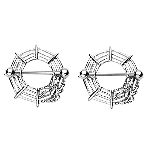 14GA Surgical Steel Spider Web Nipple Shields, Sold as Pair