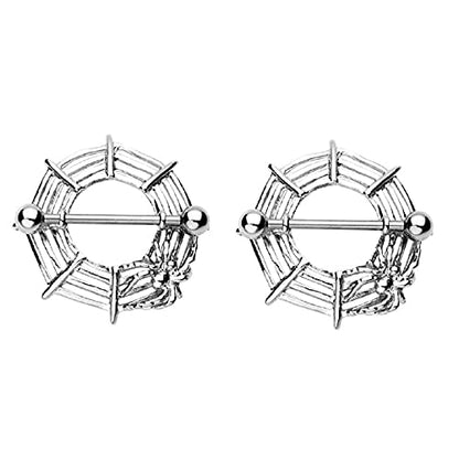 14GA Surgical Steel Spider Web Nipple Shields, Sold as Pair