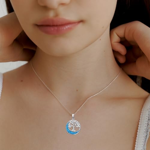 925 Sterling Silver Turquoise Moon Pendant Necklace for Women, Snake/Flower/Bow/Tree of Life/Star Moon Necklace, Dainty Jewelry for Daily Wear & Gifts - style: Style 1