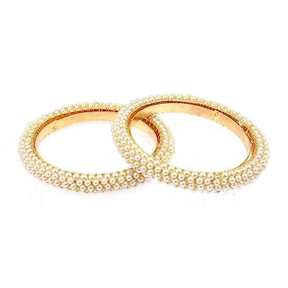 Efulgenz Indian Bollywood Faux Pearl Beaded Bracelet Bangle Bridal Sets - size: 2-2