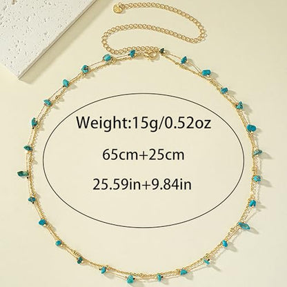 Gold Turquoise Waist Chain for Women Boho Layered Belt Chain Irregular Stone Belly Body Chain Summer Bikini Sexy Body Chain Festival Rave Body Accessories - color: Turquoise Blue