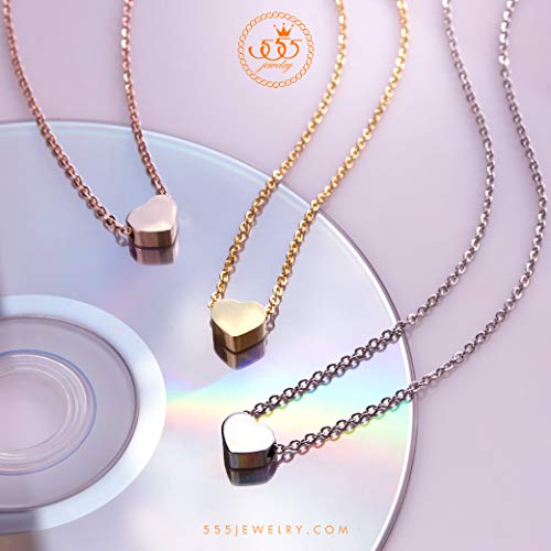 555Jewelry Womens Stainless Steel Love Cute Heart Shape Dainty Pendant Necklace - color: Silver - v2