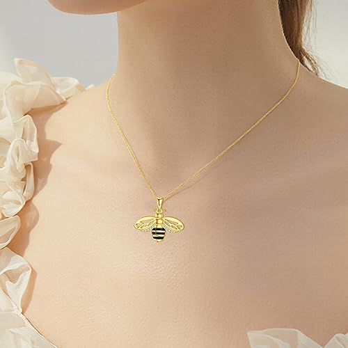 VONALA Gold Bee Pendant Necklace 925 Sterling Silver Bumblebee Jewelry Birthday Gifts for Women Daughter - style: Bee Urn Necklace