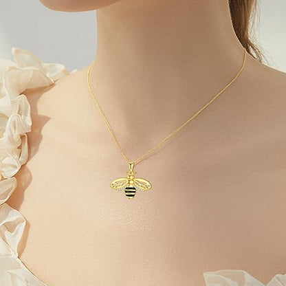 VONALA Gold Bee Pendant Necklace 925 Sterling Silver Bumblebee Jewelry Birthday Gifts for Women Daughter - style: Bee Urn Necklace