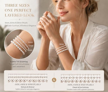 Pearl Bracelets for Women Dainty Baroque Pearl Bracelet White Bridesmaid Bridal Bracelet Wedding Jewelry Gifts for Mother Daughter Matching Outfits - color: A2:pearl bracelet