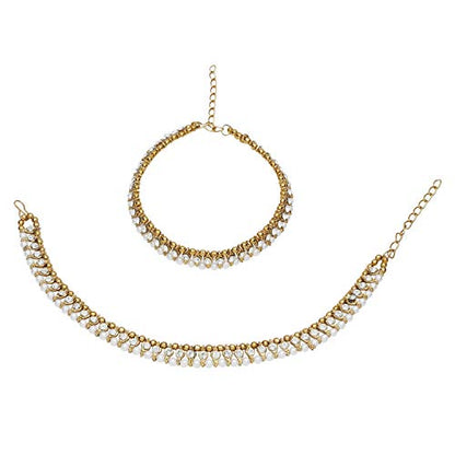 Efulgenz Indian Anklets Crystal Faux Pearl Ankle Bracelet Jhanjara Payal