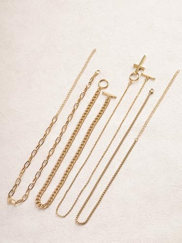 Sacina Goth Layered Cross Choker Necklace, Gothic Punk Grunge Emo Necklace, Christmas Jewelry Gift for Women - color: Gold