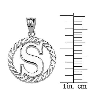 Claddagh Gold Fine 925 Sterling Silver Personalized Initial A-Z Roped Circle Charm Pendant - style: S